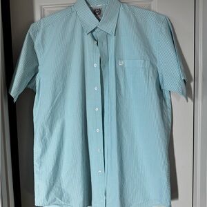 Cinch Men's Light Blue Striped Button Down Shirt